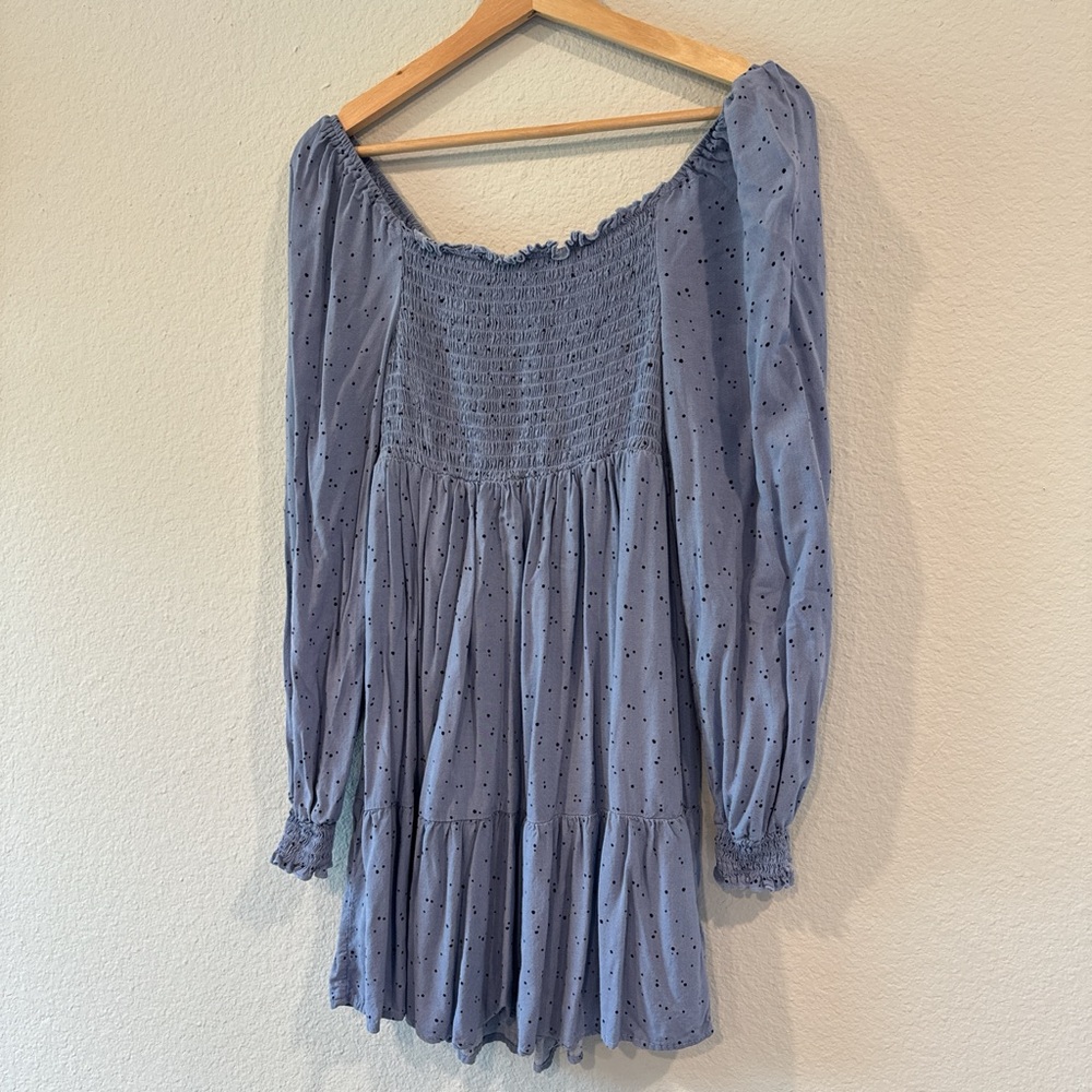 Elegant Blue Smocked Dress